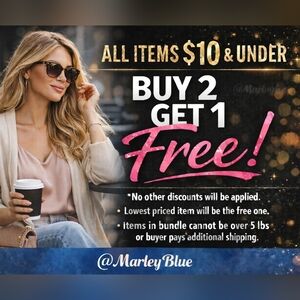 BUY 2 GET 1 FREE!! ALL ITEMS $10 and Less!! Closeout!! SALE!!